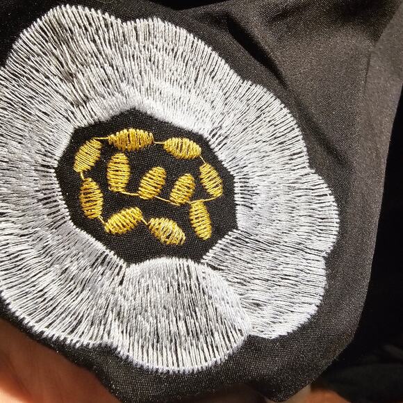 By Design S Black Puff Sleeve Button Up Embroidered Top NWT Poplin Holiday Chic - Picture 6 of 11